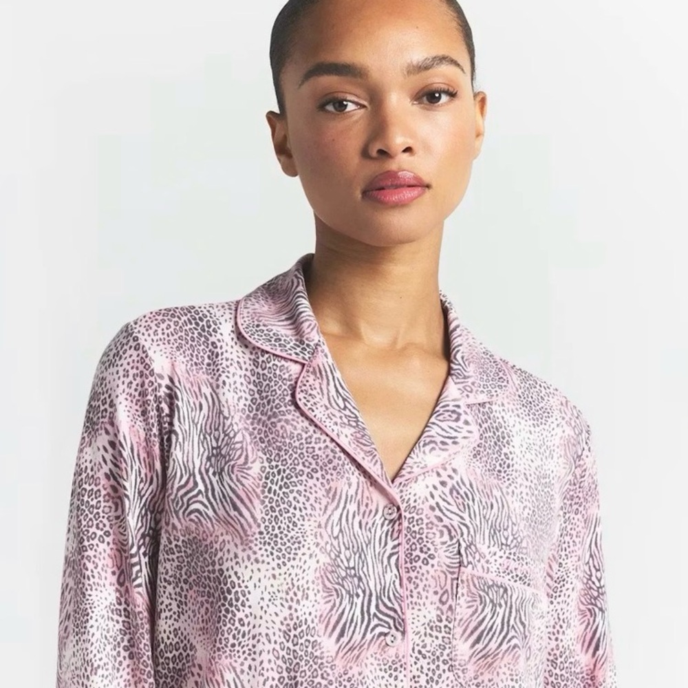 SKIMS Pajamas Sleep Set Size Medium Long Sleeve Bloom Mini Multi Animal Print - Picture 7 of 10